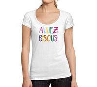 Femme Tee-Shirt Allez Bisous T-Shirt Graphique Éco-Responsable Vintage Cadeau Nouveauté Blanc XXL