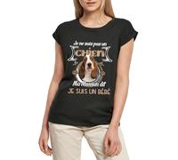 Femme Tee-Shirt Basset Hound, Je Ne suis Pas Un Chien, Ma Maman Dit Que Je suis Un Bébé T-Shirt Graphique Vintage Cadeau Nouveauté Noir Profond XXL
