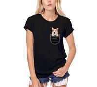 Femme Tee-Shirt Bio Le Pembroke Welsh Corgi Dans Votre Poche - Pembroke Welsh Corgi In Your Pocket - T-Shirt Graphique Éco-Responsable Vintage Cadeau Nouveauté
