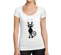 Femme Tee-Shirt Chat Drôle De Dessin Animé Qui Tombe - Funny Cartoon Cat Falling - T-Shirt Graphique Éco-Responsable Vintage Cadeau Nouveauté