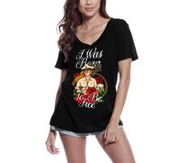 Femme Tee-Shirt Col V Captain Girl - Je Suis Né Pour Être Libre - Captain Girl - I Was Born To Be Free - T-Shirt Graphique Éco-Responsable Vintage Cadeau Nouveauté