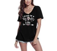 Femme Tee-Shirt Col V La Vie De Maman Alabai - Rockin' The Alabai Mom Life - T-Shirt Graphique Éco-Responsable Vintage Cadeau Nouveauté
