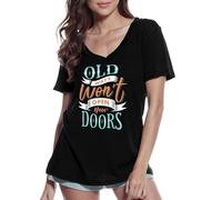 Femme Tee-Shirt Col V Les Anciennes Méthodes N'ouvrent Pas De Nouvelles Portes - The Old Methods Do Not Open New Doors - T-Shirt Graphique Éco-Responsable Vintage Cadeau Nouveauté