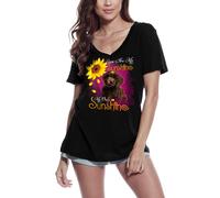 Femme Tee-Shirt Col V Mon Seul Rayon De Soleil - Caniche - My Only Sunshine - Poodle - T-Shirt Graphique Éco-Responsable Vintage Cadeau Nouveauté