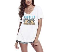 Femme Tee-Shirt Col V Naître pour Se Concentrer sur Le Jeu - Gamer - Born to Game Focus in The Game - Gamer - T-Shirt Graphique Éco-Responsable Vintage Cadeau Nouveauté