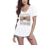 Femme Tee-Shirt Col V Pékinois Je Savais Qu'une Aventure Allait Se Produire - Pekingese I Knew An Adventure Was Going To Happen - T-Shirt Graphique Éco-Responsable Vintage Cadeau Nouveauté