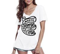Femme Tee-Shirt Col V Perdre Du Temps Avec Moi - Losing Time With Me - T-Shirt Graphique Éco-Responsable Vintage Cadeau Nouveauté