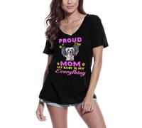 Femme Tee-Shirt Col V - Proud Day - Chinese Crested Dog Mom - My Baby Is My Everything - T-Shirt Graphique Éco-Responsable Vintage Cadeau Nouveauté