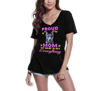 Femme Tee-Shirt Col V - Proud Day - Doberman Dog Mom - My Baby Is My Everything - T-Shirt Graphique Éco-Responsable Vintage Cadeau Nouveauté