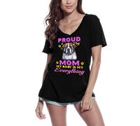 Femme Tee-Shirt Col V - Proud Day - St Bernard Dog Mom - My Baby Is My Everything - T-Shirt Graphique Éco-Responsable Vintage Cadeau Nouveauté