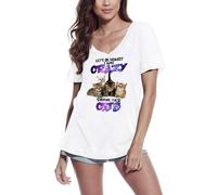 Femme Tee-Shirt Col V Soyons Honnêtes J'étais Folle Avant Les Chats - Mignon - Let's Be Honest I Was Crazy Before The Cats - Cute - T-Shirt Graphique Éco-Responsable Vintage Cadeau Nouveauté
