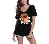 Femme Tee-Shirt Col V Spitz Allemand - Pour Les Amoureux Des Chiens - German Spitz - For Dog Lovers - T-Shirt Graphique Éco-Responsable Vintage Cadeau Nouveauté