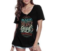 Femme Tee-Shirt Col V Veillez À Ce Que Les Gens Se Sentent Bien Dans Leur Peau - Make Sure People Feel Good In Their Skin - T-Shirt Graphique Éco-Responsable Vintage Cadeau Nouveauté