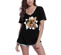 Femme Tee-Shirt Col V Vêtements Pour Bouledogue Français - French Bulldog Apparel - T-Shirt Graphique Éco-Responsable Vintage Cadeau Nouveauté