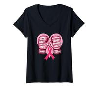 Femme Tee-Shirt de Sensibilisation au Cancer du Sein - Donner de l'espoir et de la Force T-Shirt avec Col en V