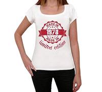 Femme Tee-Shirt Édition Limitée Fabriquée en 1978 - Limited Edition Made in 1978 - 46 Ans T-Shirt Graphique Idée Cadeau 46e Anniversaire Vintage Année 1978 Nouveauté Blanc S