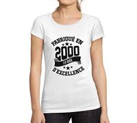 Femme Tee-Shirt Fabriqué en 2000 26 Ans T-Shirt Graphique Idée Cadeau 26e Anniversaire Vintage Année 2000 Nouveauté