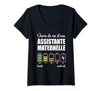 Femme Tee Shirt Femme Assistante maternelle Cadeau Humoristique T-Shirt avec Col en V