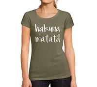 Femme Tee-Shirt Hakuna Matata T-Shirt Graphique Éco-Responsable Vintage Cadeau Nouveauté Kaki S