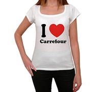 Femme Tee-Shirt J'aime Carrefour - I Love Carrefour - T-Shirt Vintage Blanc M