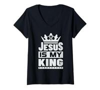 Femme Tee Shirt Jésus est Mon Tee Shirt Super héros T-Shirt avec Col en V