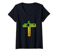 Femme Tee Shirt Jésus est Mon Tee Shirt Super héros T-Shirt avec Col en V