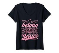 Femme Tee Shirt Jésus est Mon Tee Shirt Super héros T-Shirt avec Col en V