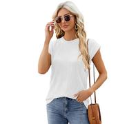Femme Tee Shirt Manches Courtes Col Rond Chic Casual Coton Hauts à Rayures Y2K Elegant Décontracté Basique Fit Femme D'été Lâches Tops BM