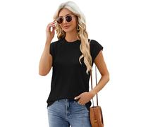 Femme Tee Shirt Manches Courtes Col Rond Chic Casual Coton Hauts à Rayures Y2K Elegant Décontracté Basique Fit Femme D'été Lâches Tops HS