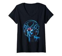 Femme Tee Shirt Motif Antilope Dessin Oeuvre Art Tête Antilope T-Shirt avec Col en V