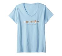 Femme Tee-Shirt pour Amoureux des Champignons enracinant pour Vous Les Champignons Maman Papa Champignons T-Shirt avec Col en V