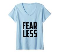 Femme Tee-Shirt sans Peur, Citations de Motivation intrépides et Fortes T-Shirt avec Col en V