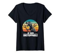 Femme Tee-Shirt T Rex Mignon Bras Courts Je suis Unstoppable Trex T-Shirt avec Col en V