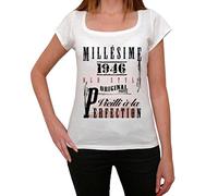Femme Tee-Shirt Vieillie à la Perfection Millésime 1946 78 Ans T-Shirt Graphique Idée Cadeau 78e Anniversaire Vintage Année 1946 Nouveauté Blanc S