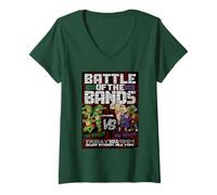 Femme Teenage Mutant Ninja Turtles Battle of the Bands '84 Cartoon T-Shirt avec Col en V