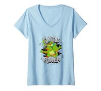 Femme Teenage Mutant Ninja Turtles Graffiti Turtle Power T-Shirt avec Col en V