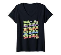 Femme Teenage Mutant Ninja Turtles Hello Spring Easter Pastel T-Shirt avec Col en V