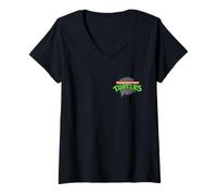 Femme Teenage Mutant Ninja Turtles Manhole Cover Logo Left Chest T-Shirt avec Col en V