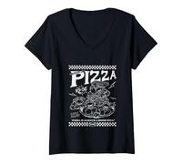 Femme Teenage Mutant Ninja Turtles Powered by Pizza Good Idea T-Shirt avec Col en V