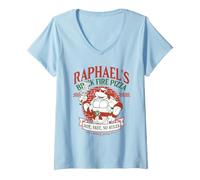 Femme Teenage Mutant Ninja Turtles Raphael's Brick Fire Pizza T-Shirt avec Col en V