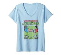 Femme Teenage Mutant Ninja Turtles Split Faces T-Shirt avec Col en V