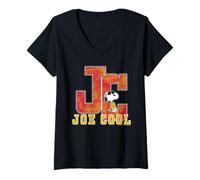 Femme Teintes Peanuts Retro Snoopy Joe Cool JC Varsity Shades Sport Clean T-Shirt avec Col en V