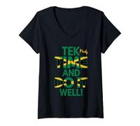 Femme Tek Yuh Time and Do It Well Proverbes jamaïcains et Signification T-Shirt avec Col en V