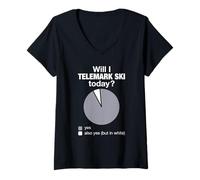 Femme Télémark Ski Nordic Alpine Today Diagramme T-Shirt avec Col en V