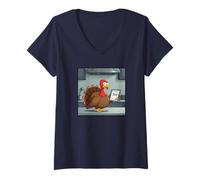 Femme Temp de jeudi 350 °F - Graphique drôle de la Turquie de Thanksgiving T-Shirt avec Col en V