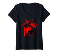 Femme Temple des Armes Wing Chun T-Shirt avec Col en V