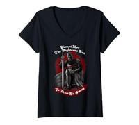 Femme Tempt Not The Righteous Man To Draw His Epée Templar Knight T-Shirt avec Col en V