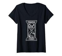Femme Tempus Fugit Time Flies Tatouage traditionnel américain T-Shirt avec Col en V