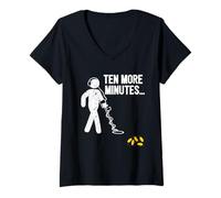 Femme Ten More Minutes Détecteur d'or Chasse au trésor T-Shirt avec Col en V
