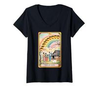 Femme Ten of Cups Tarot Shirt - Family Love & Rainbow Joy Tee T-Shirt avec Col en V